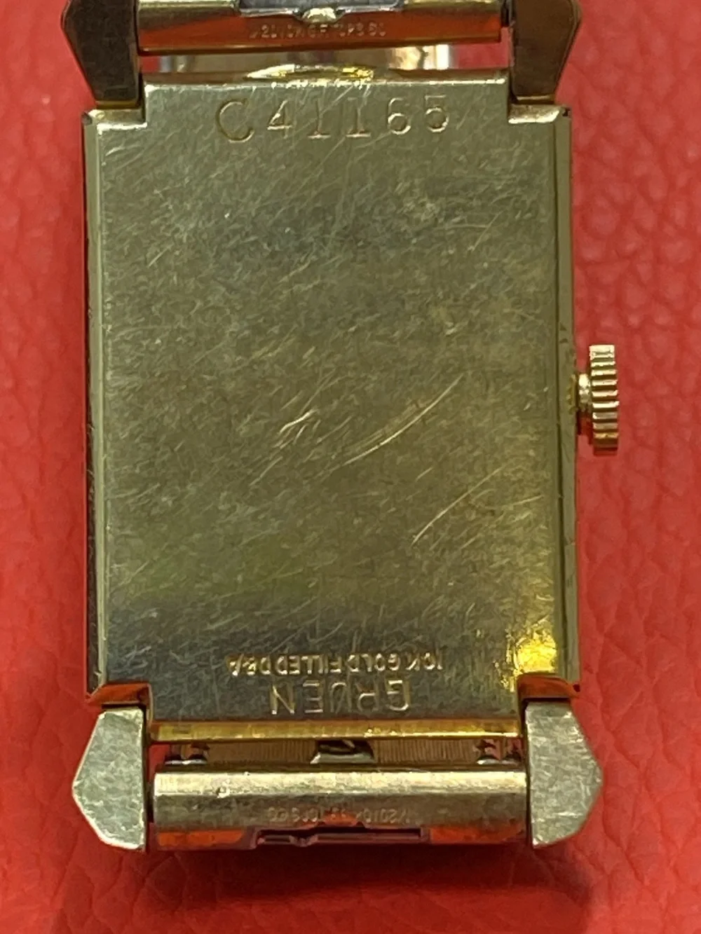 Gruen Vintage Precision Gold-Tone Rectangular Wristwatch 19k GF